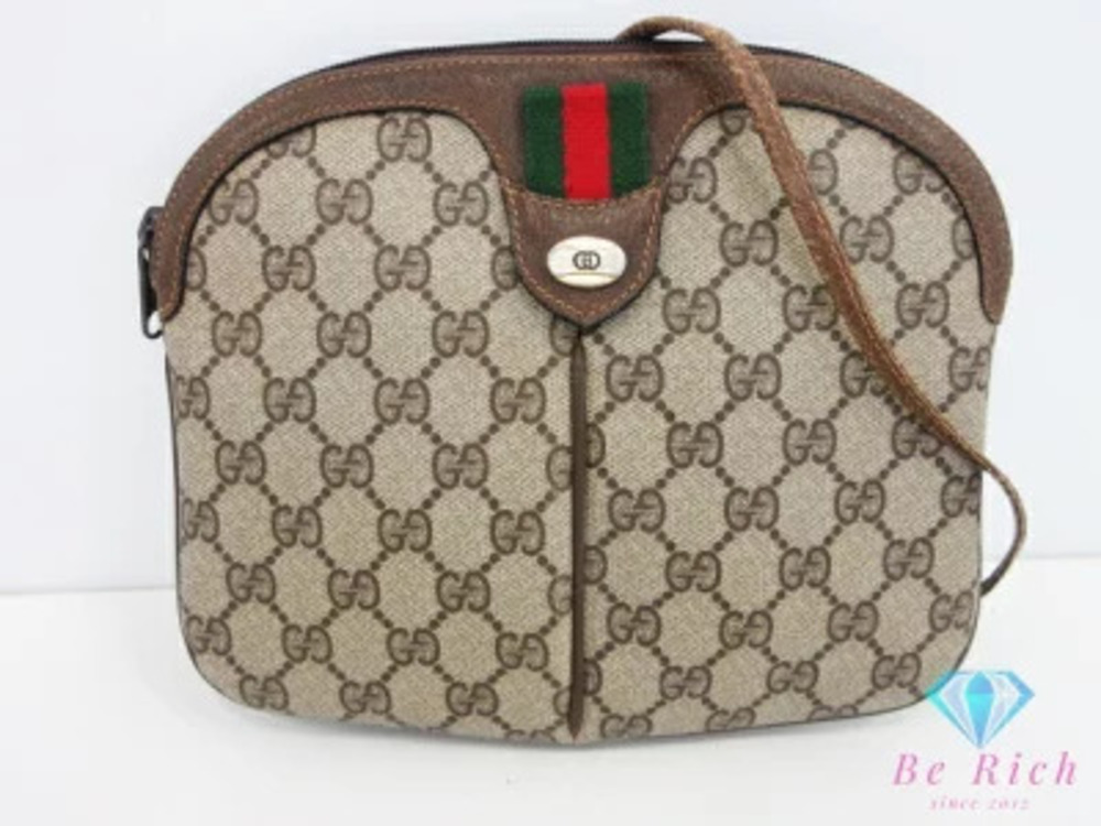 Gucci Shoulder Bag GG Plus Beige Brown Pochette Supreme